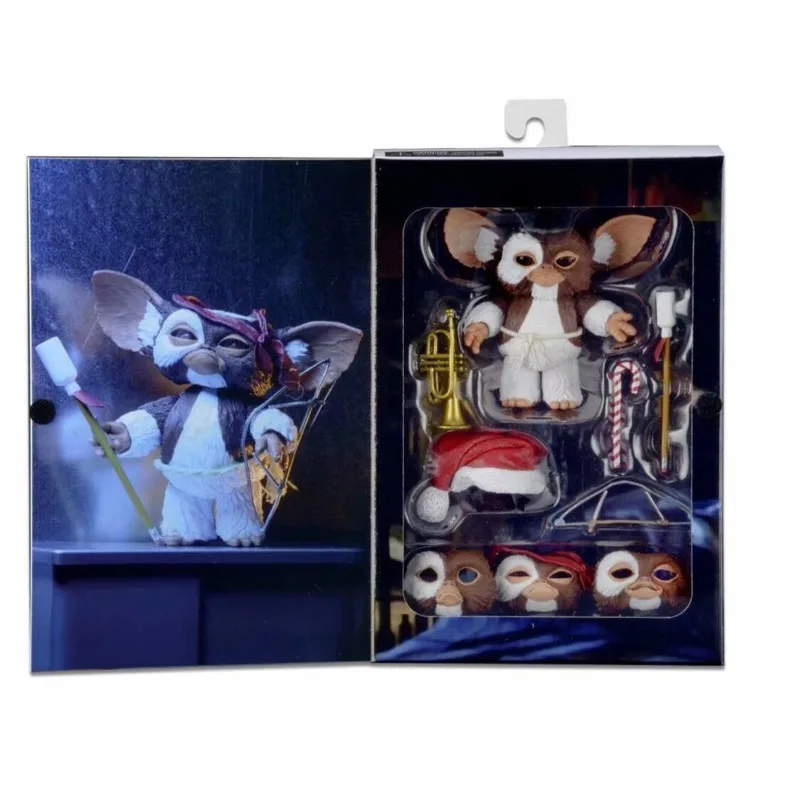 NECA-figura DE ACCIÓN DE Gremlins, juguete de la película Gremlins Ultimate Gizmo Deluxe, escala 1/7, con bufanda de Navidad, muñeco de Papá Noel, regalo, 10cm