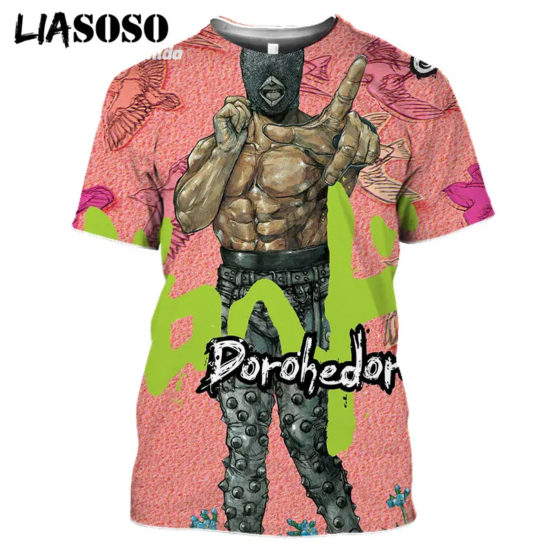 

LIASOSO 3D Print Unisex Anime Dorohedoro Summer Fashion Shirt Horror T-shirt Kaiman Nikaidou TShirt Casual Hip Hop Cool Tops