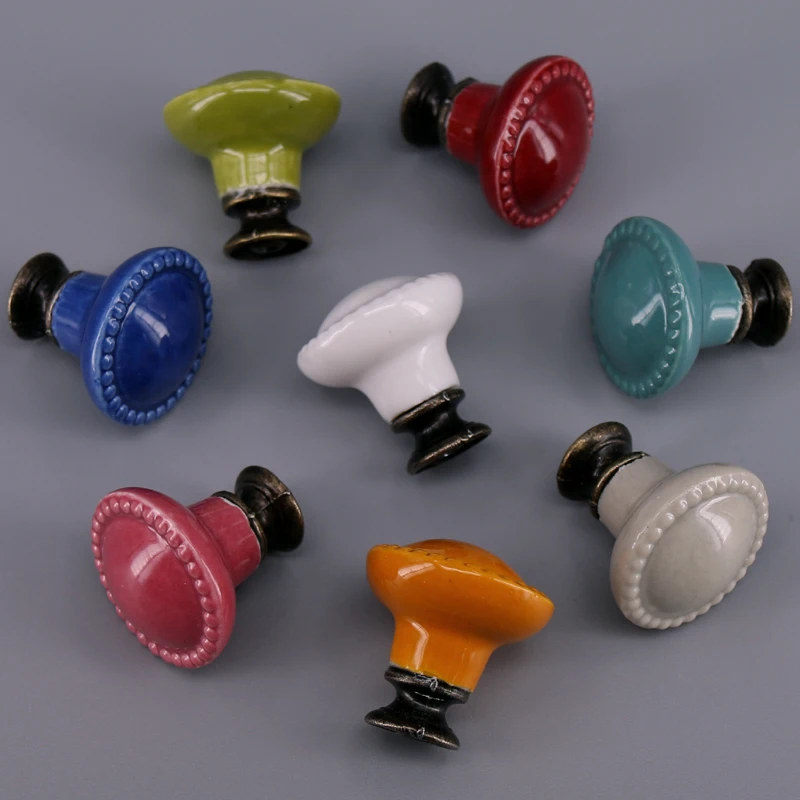 1x глянцевые ручки для комода керамические дверные круглые шкафа разноцветные