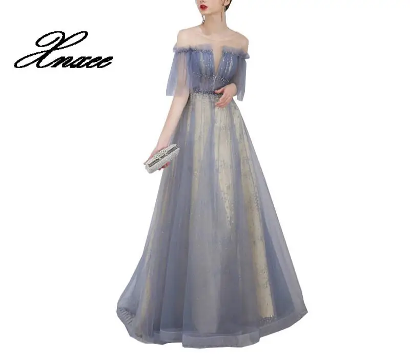 

Xnxee Elegant party dresses gown sexy pleat beads party dresses vestido de noiva XS-3XL