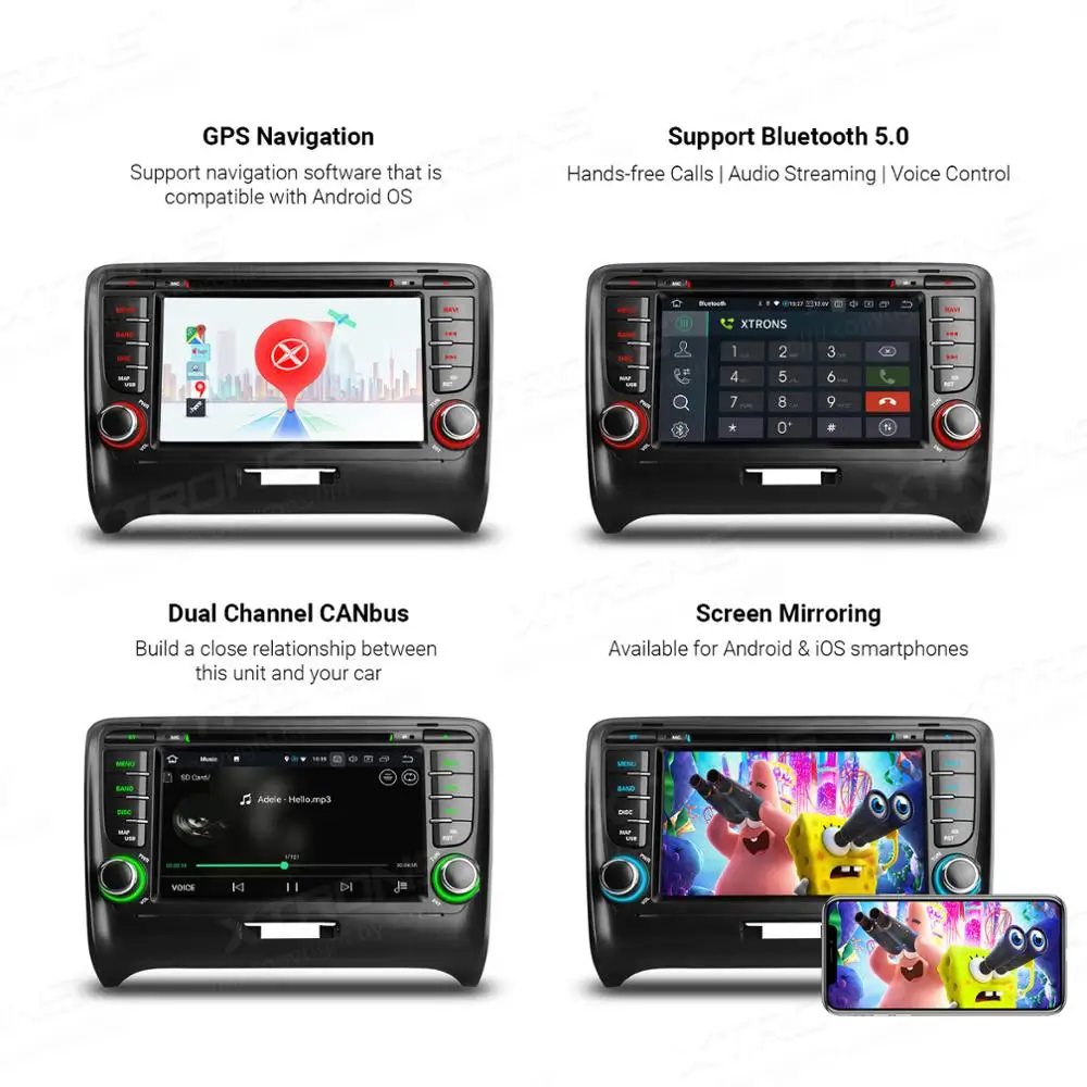XTRONS Android 10 0 PX5 Octa Core GPS навигация Радио автомобильный DVD плеер OBD для Audi TT MK2 8J 2006 2007