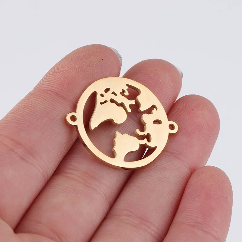 5 шт./лот подвески из нержавеющей стали соединители Карта мира аксессуары ручной