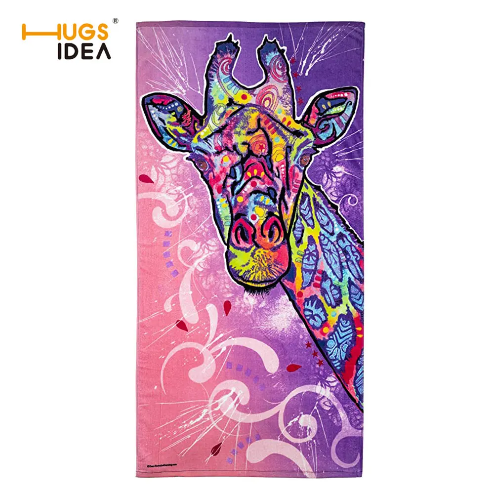 Пляжное полотенце HUGSIDEA с 3D рисунком жирафа для селфи супервпитывающий домашний