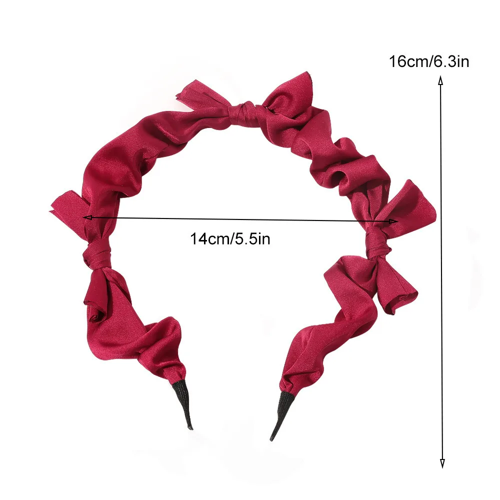 

1PC Satin Bow Headband Bezel For Women Headband Girls Vintage knit Hair Bands Soft Hairband Headwear Hair Accessories Hair Hoop