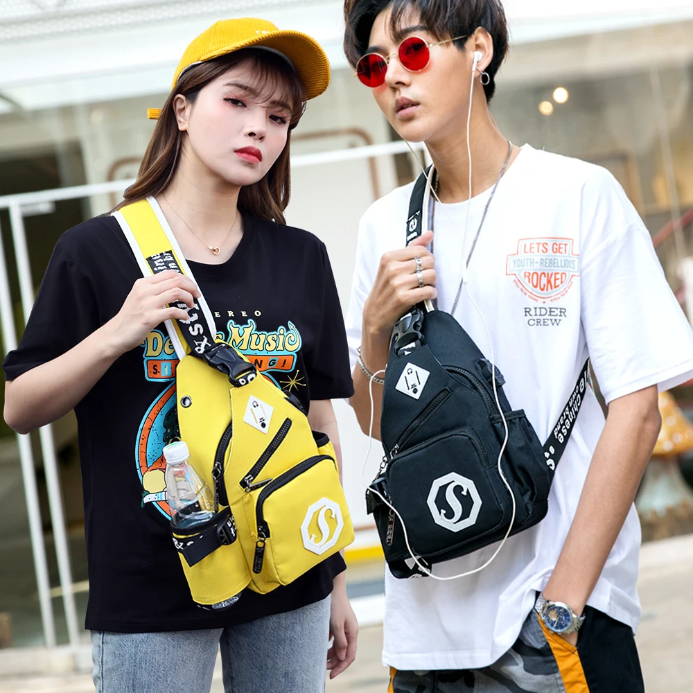 

2020 New Fashion Crossbody Bags for Women Men Anti-Theft Shoulder Messenger Bag USB Waterproof Short Trip Chest Backpack Female