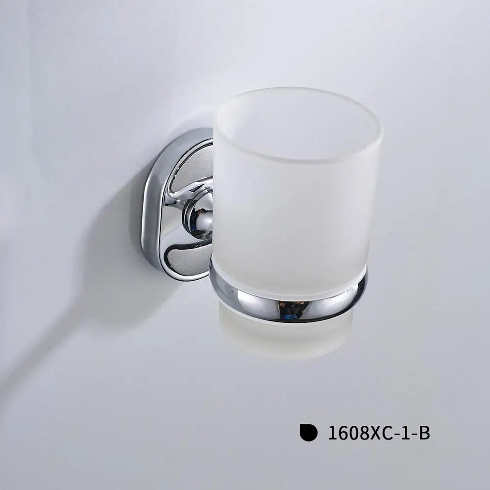 1608XC-1-A SOGNARE Серебряный цинковый сплав зубная щетка держатель чашки для зубной щетки двойная чашка держатель стеклянные чашки настенное крепление аксессуары для ванной комнаты хром 1608-2 - Цвет: 1608XC-1-A