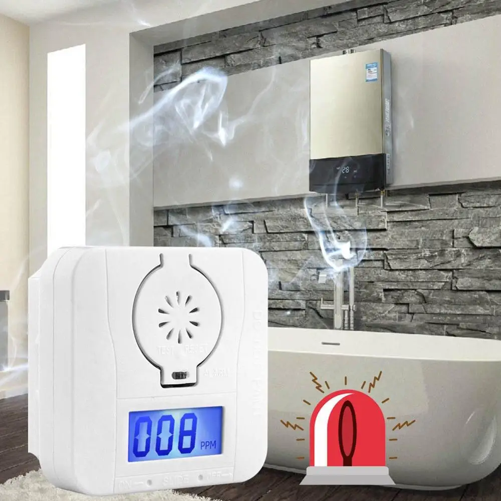 Carbon Monoxide Alarm CO Gas Detector Battery Operated Digital LED Display Sensor |