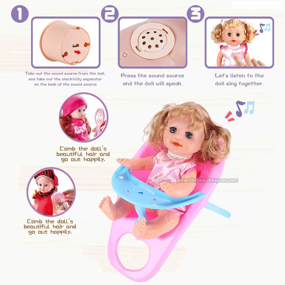 Doll House Accessories Lifelike 31CM Baby For Girls Stroller Play Simulation Furniture Toy Pretend Dollhouse | Игрушки и хобби