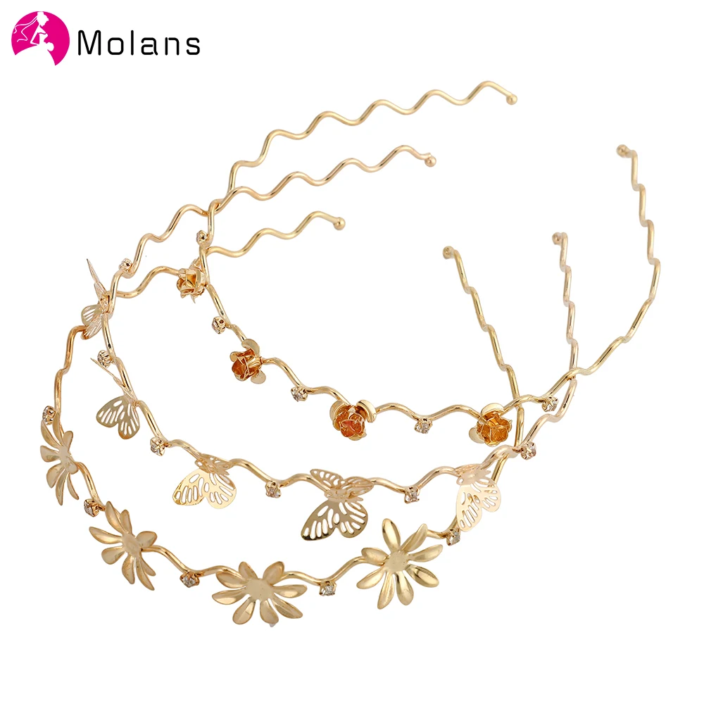 Металлический ободок для волос Molans с цветком головной убор сплав стразы головы