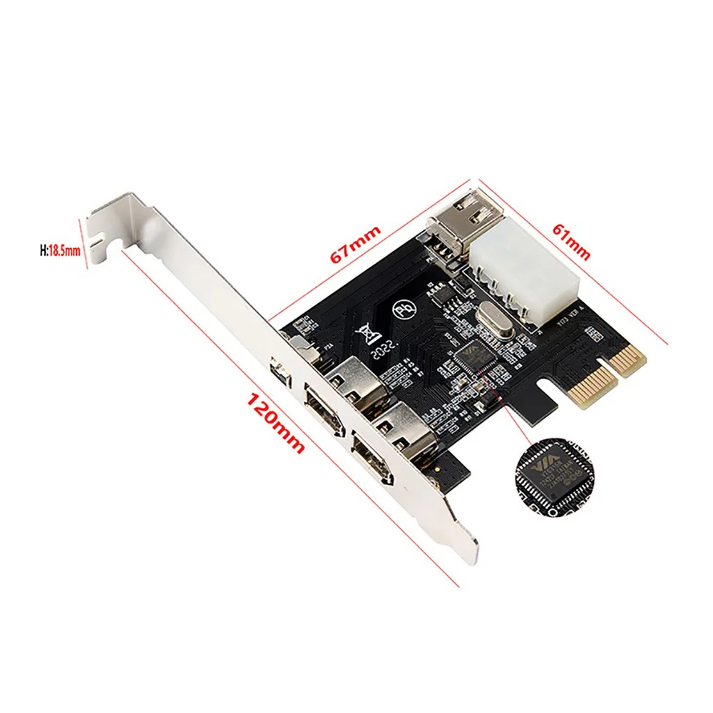 PCI E до 1394 Адаптерная карта x1 3 портового DV видеозахвата высокой четкости с 2 * 1394A 6