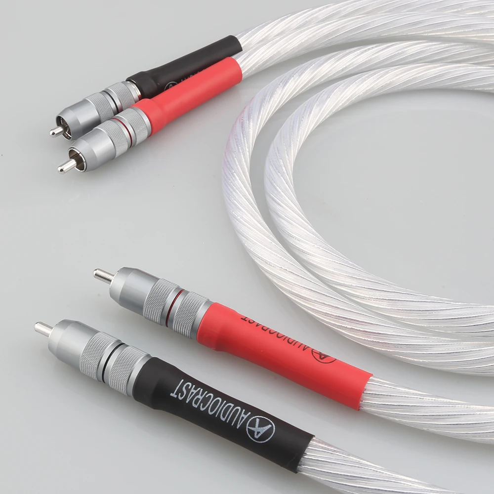 

Pair Hi End Odin Silver Plated Phono RCA Interconnect Audio Cable With Viborg Pure Red Copper RCA Plug HIFI Audiophile