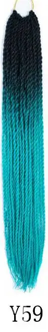 Qphair Ombre Сенегальские вьющиеся волосы крючком косы 24 дюйма 30 корней/упаковка синтетические плетеные волосы для женщин черные кроличьи волосы - Цвет: y59