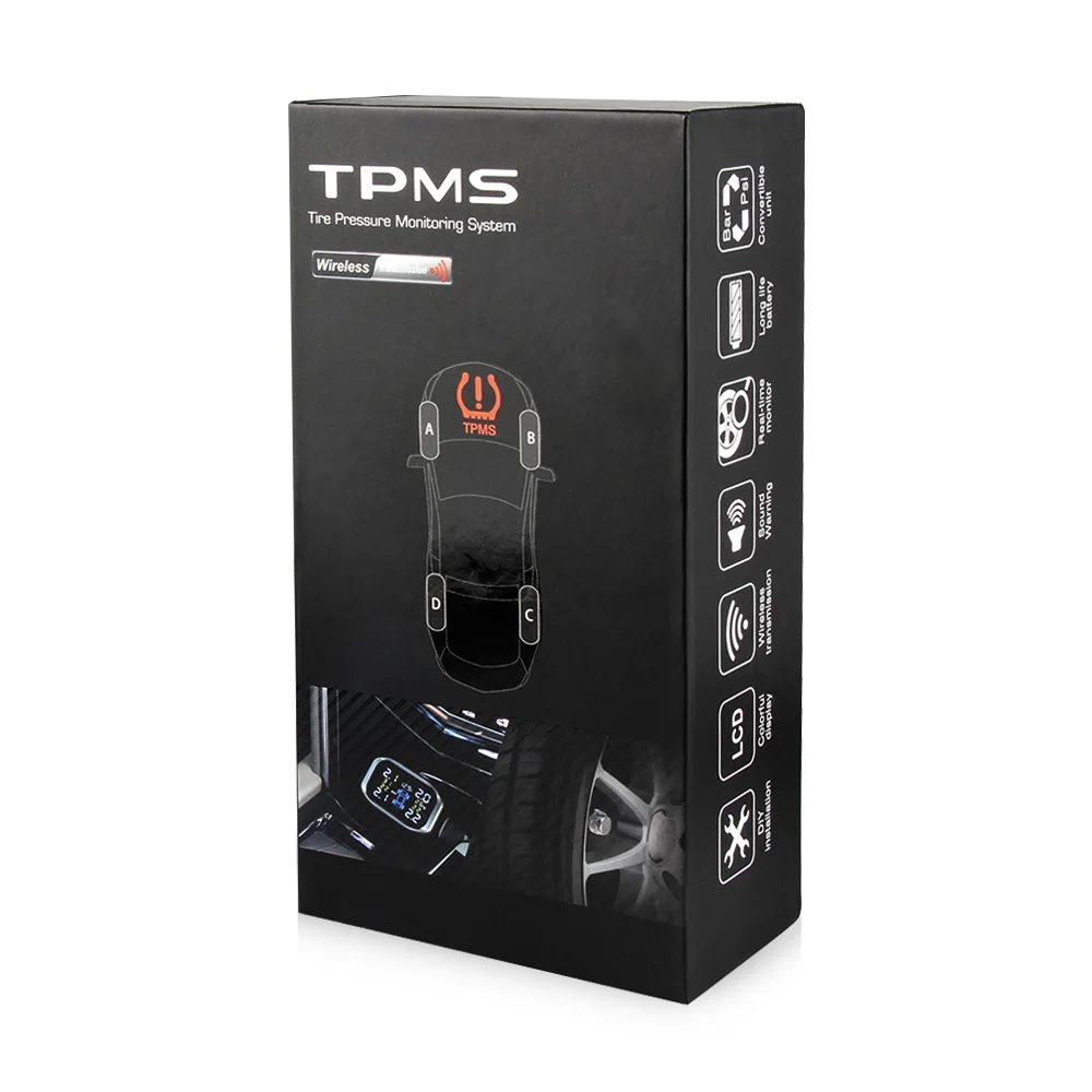 

Smart Car TPMS TP720 12V Digital Tire Pressure Monitoring System Tire Pressure Alarm External/Internal Sensor