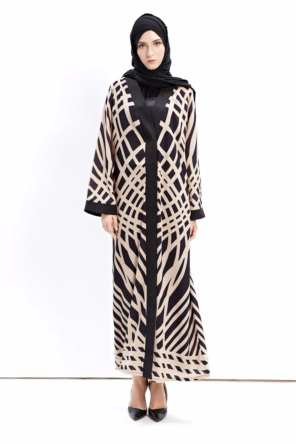 

Fashion Muslim Abaya Print Full Dresses Cotton Cardigan Kimono Long Robe Gowns Tunic Middle East Ramadan Islamic Prayer Clothing