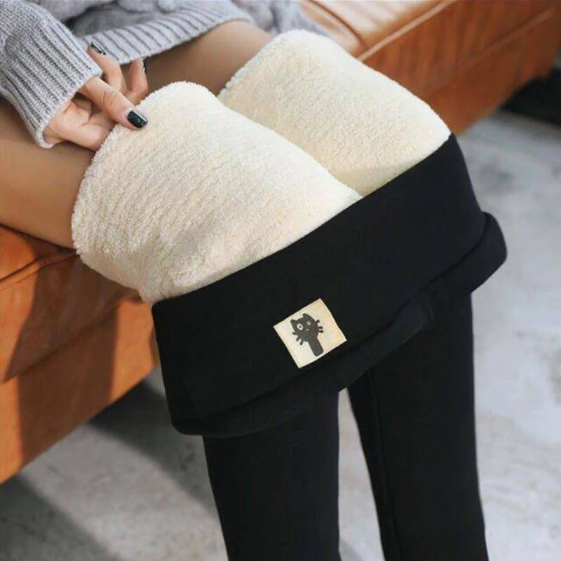 

2021 Winter Women's Leggings Velvet Warm Pants High-waist Leggings Women Comfortable Warm Stretch Leggings Solid Color Leggings