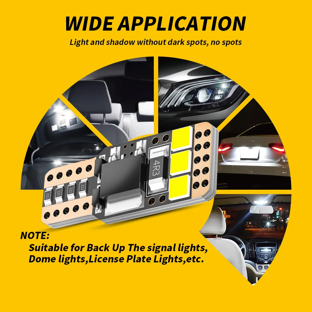 DXZ 100 шт. W5W T10 Светодиодный лампочки Canbus 6 SMD 12V 6000K 194 168 салона Карта Потолочные