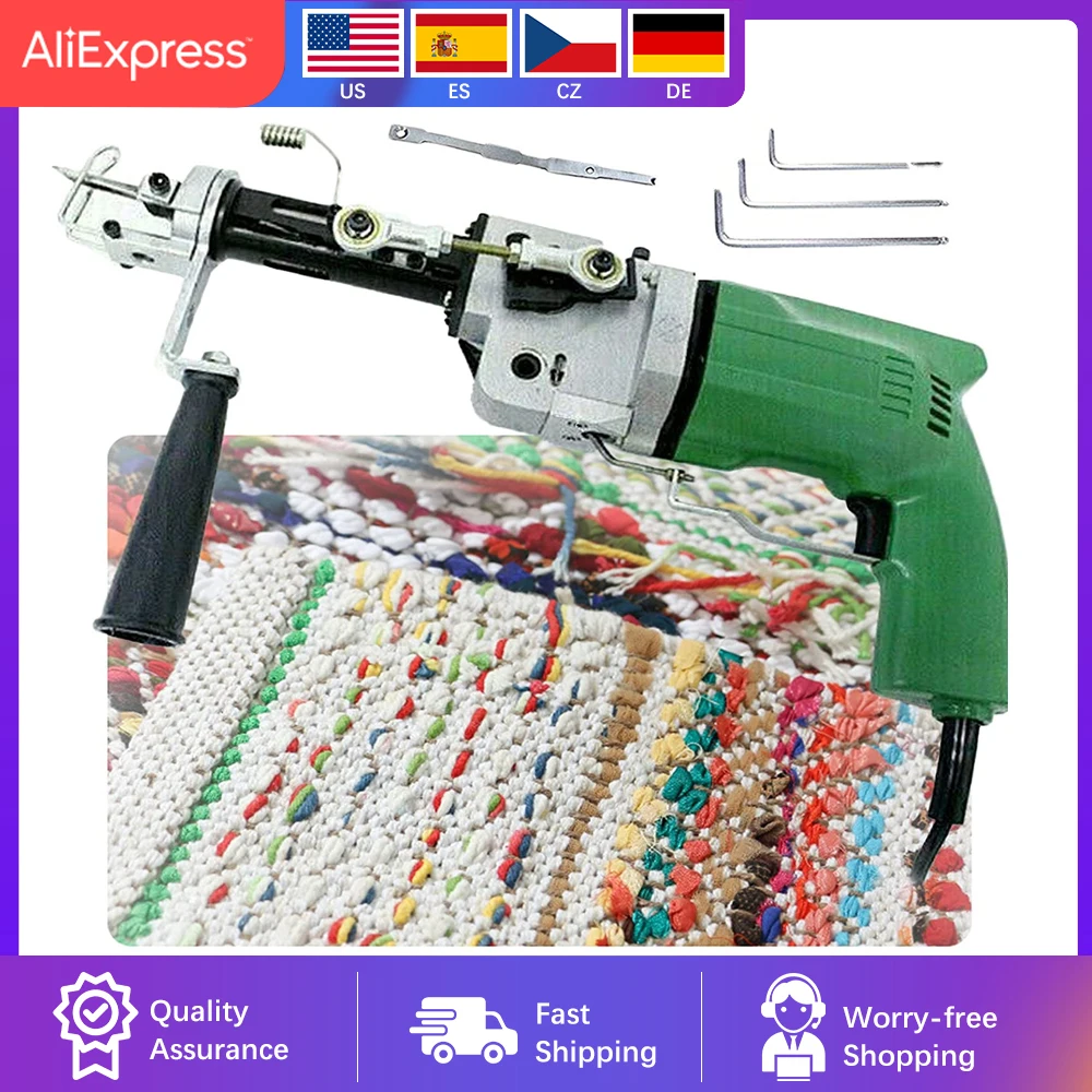 Pile de corte y bucle 2 en 1, 220V, 50 ~ 60Hz, 240W, pistola el&eacute;ctrica de mano, 2400RPM, port&aacute;til, para pared, tapices, alfombras, m&aacute;quina para tejer alfombras-0
