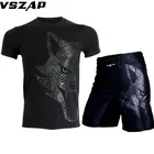 VSZAP MMA BJJ Rashguard футболки + шорты Фитнес Спортивный костюм боксерские трикотажные изделия Муай Тай Компрессионные Мужские ММА кикбоксинг спортивный костюм