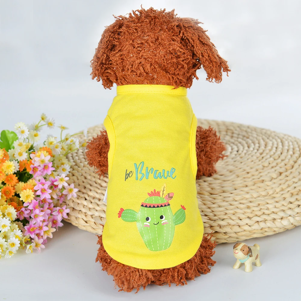 Милая летняя одежда для собак с рисунком животных футболки щенков майки кошек