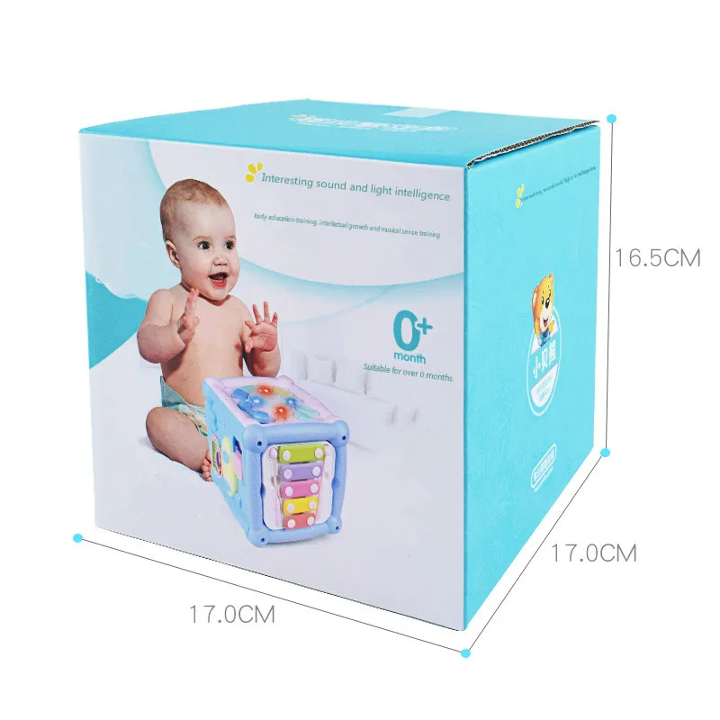 Children Clapping Drum Music Hand Clapping Drum Multi-functional Wisdom Cube Hexahedron Early Education 0-12 Educational Toys