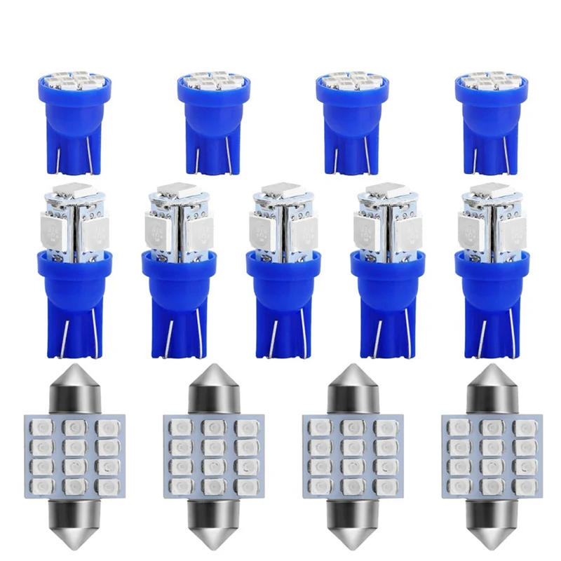 

13 Pcs/Lot 12V Car Interior LED Light Bulbs Blue Atmosphere Lamp Ceiling Dome Decoration Lights License Plate Lamps Car-Styling