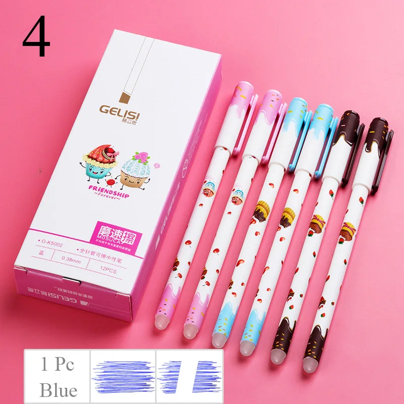 1Pc Erasable Blue 1 шт. милый кот стираемая гелевая ручка новинка моющаяся волшебная ручка Kawaii синие Черные чернила стираемая ручка для детей Подарки школьные канцелярские принадлежности - Цвет: 1Pc Erasable Blue