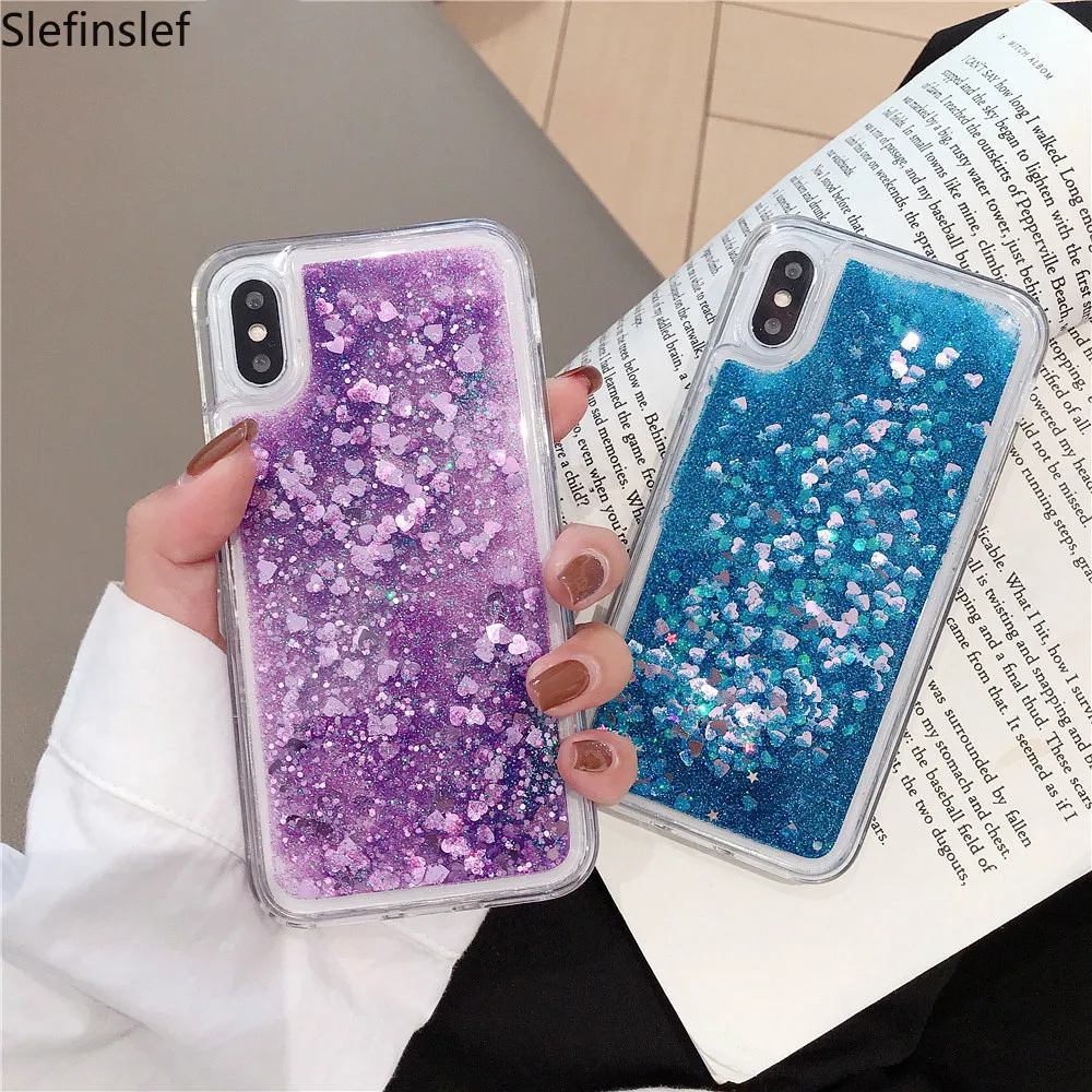Милый Блестящий Мягкий чехол из ТПУ с блестками и жидким песком для iphone X 5 5s SE 6 6s 7 8