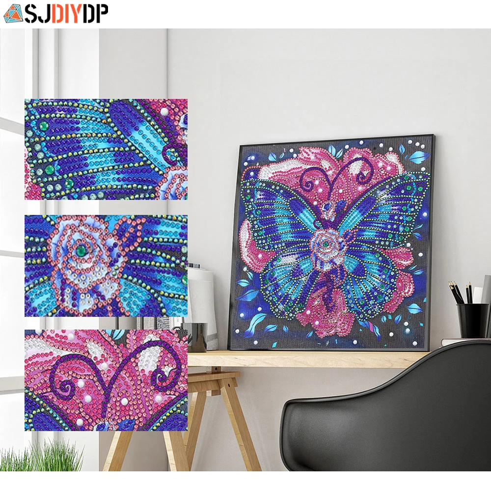 

SJDIYDP Diamond Painting Butterfly Animal Partial Special Shape Drill Mosaic Resin Painting Kit Art Birds Decorat Craft Painting