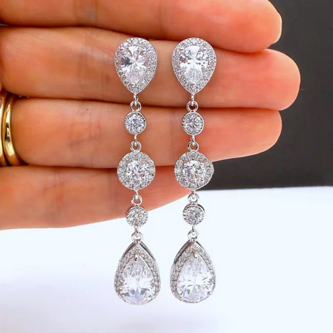 Earring Q244 Роскошные длинные висячие серьги из розового золота с кристаллами Pendientes Mujer, модные ювелирные изделия, серьги с камнями в форме капли воды для женщин Z4Q938 - Окраска металла: Earring Q244