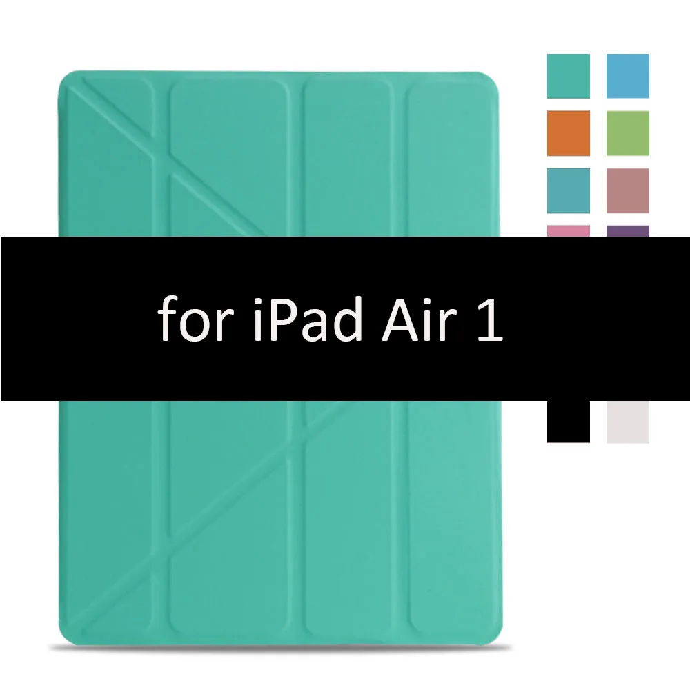 Green-1 Чехол для iPad Air 2 1, чехол, из искусственной кожи и ультратонкая задняя крышка из поликарбоната, умный чехол, Магнитный чехол для iPad air 2, A1566, A1567, откидная подставка - Цвет: Green-1