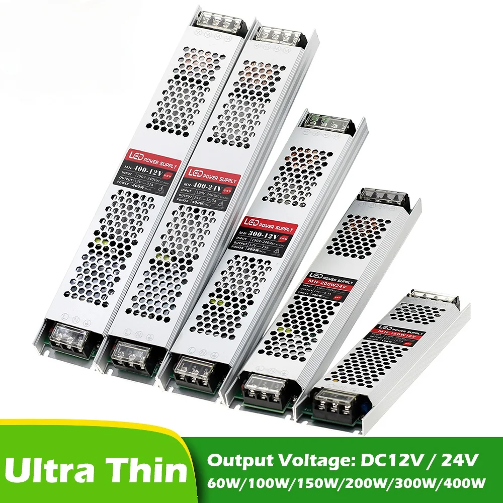 

Ultra Thin LED Power Supply DC 12V 24V Lighting Transformer 60W 100W 150W 200W 300W 400W LED Driver Power Adapter For LED Strip