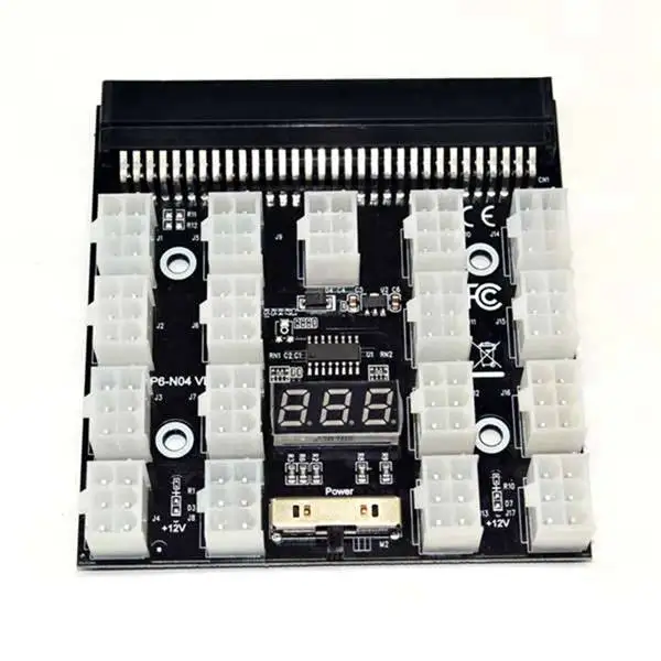 

12V 64Pin Power Module Breakout Board + 12Pcs 6Pin to 8Pin Power Cable for HP 1200W 750W PSU Miner GPU Mining ETH