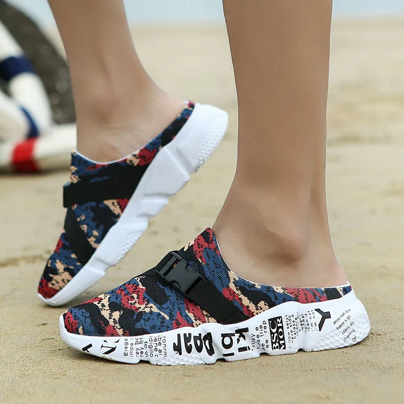

Large Size Men Slippers High Quality Summer Breathable Outdoor Mens Half Slippers Camo Fashion Trend Shoes Sport Sandals Male