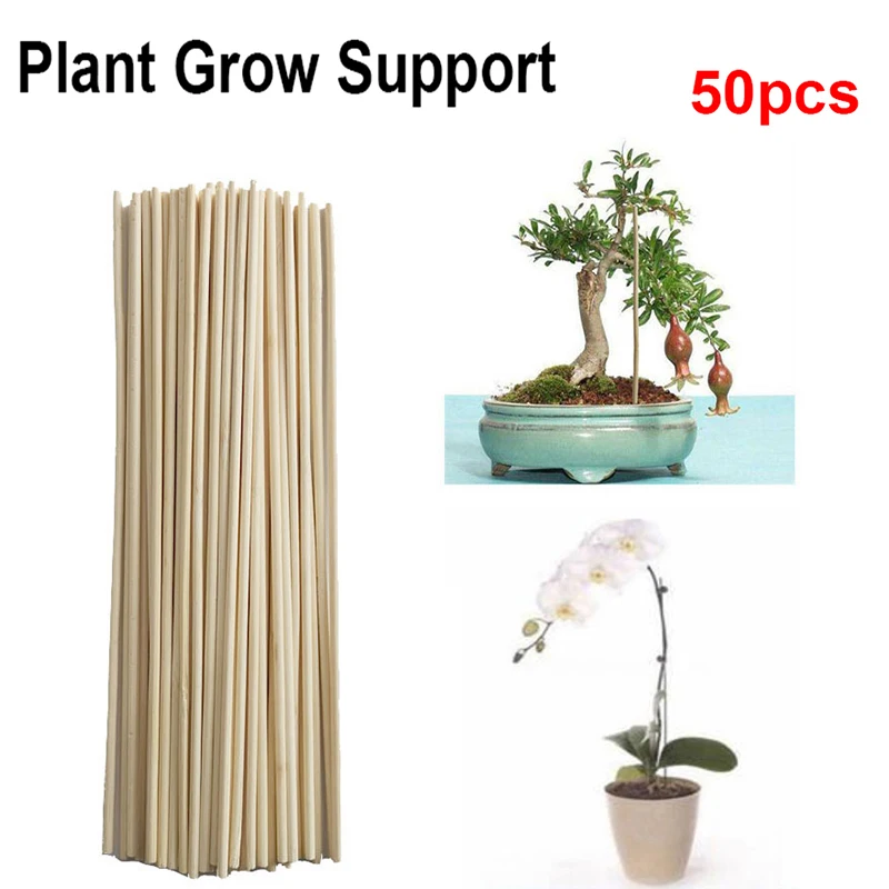 

50 Wooden Plant Grow Support Bamboo Plant Sticks Garden Canes Plants Flower Support Stick Cane