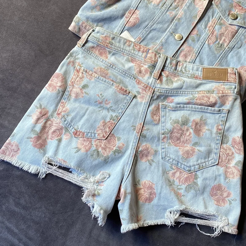 Цвета розового золота ретро с высокой талией эластичные отверстия из старого