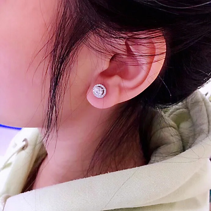 Модные большие круглые серьги-гвоздики с бриллиантами сверкающие серьги AAA