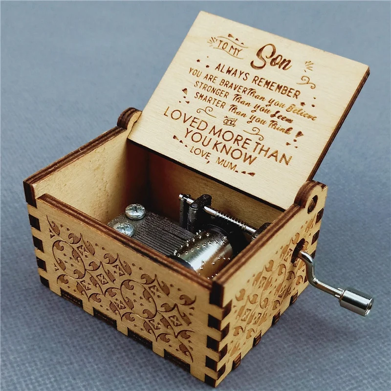 

Creative Engraved Wooden Music Box-You Are My Sunshine -Hand Cranked Wood Music Box Christmas Gift To Mom Daughter
