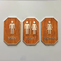 wood grain door toilet sign retro wc wall stickers signage numbers address men women acrylic doorplate relief plaque plate signs