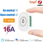 Умный мини-выключатель Tuya Zigbee, двухсторонний выключатель с Wi-Fi, без нейтрального провода, 16 А, работает с Alexa Google Home