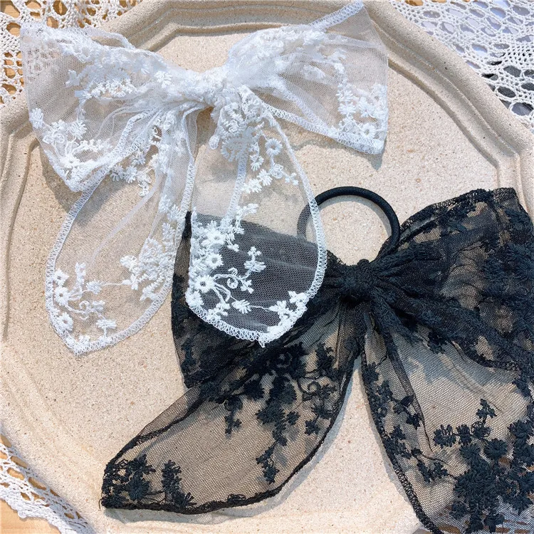 Модные кружевные заколки для волос с кисточками и бантом милая повязка на голову