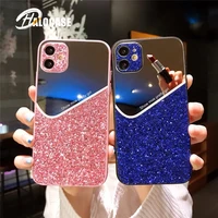luxury geometry glitter phone cover cases for iphone 12 mini 12 11 pro xs max x xr 7 8 plus makeup mirror back case coque capa