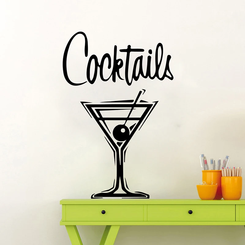 Виниловая наклейка на стену в стиле ретро для коктейлей кухни бара напитков вина