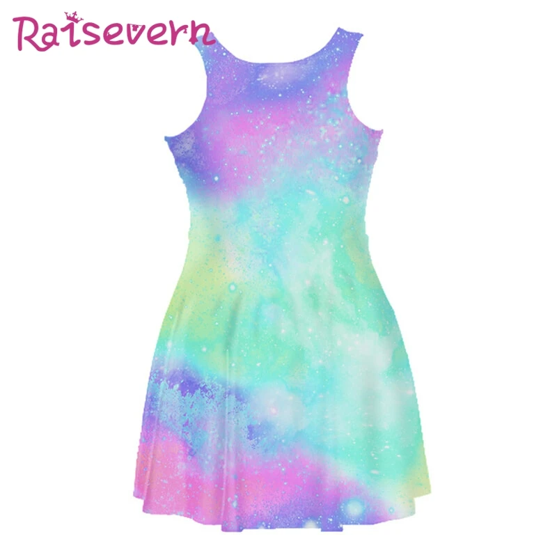 Raisvern Galaxy летнее платье для девочек с принтом цветные детские платья принцессы