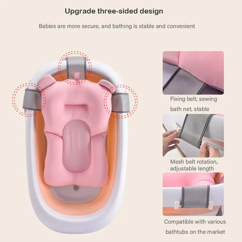 Baby Shower Bath Tub Pad Non-Slip Bathtub Seat Support Mat Newborn Safety Security Cushion Foldable Soft Pillow | Мать и ребенок