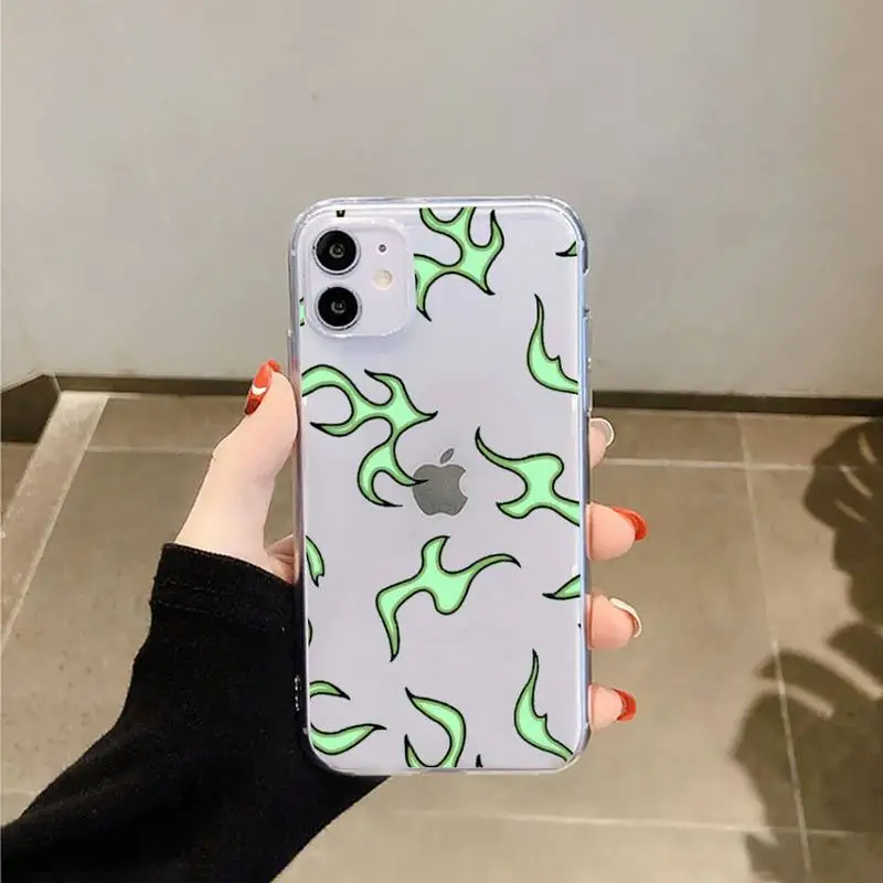 

Blue Flame Fire Phone Case Transparent for iPhone 11 12 mini pro XS MAX 8 7 6 6S Plus X 5S SE 2020 XR
