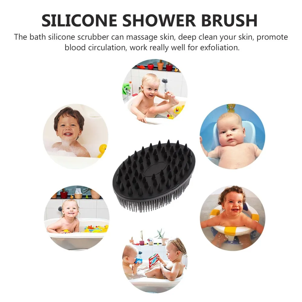 

Double-sided Baby Shower Brush Silicone Body Scrubber Bath Brush