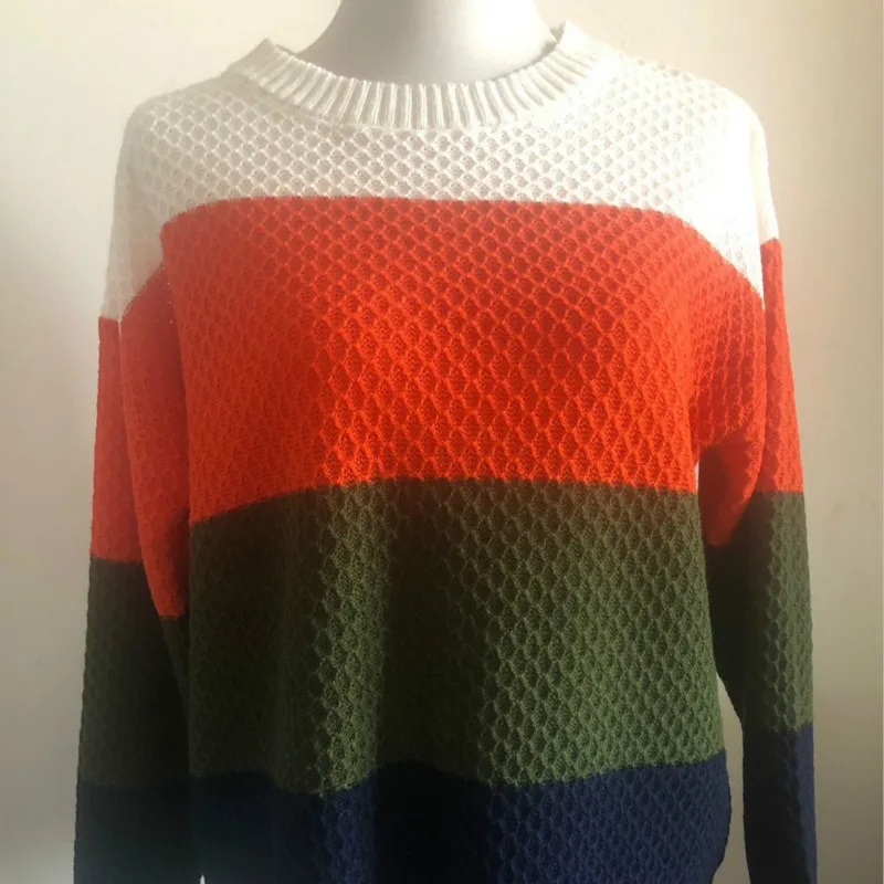 

New women's loose long sleeve crew neck patchwork sweater Pullover Sweater for women winter clothes women