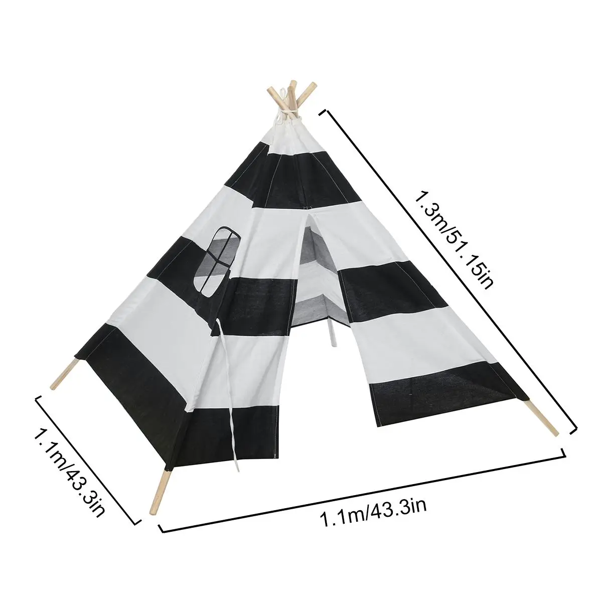 

1.3M-1.6M Baby Tents Teepee Triangle Tent Kids Playhouse Cotton Canvas Pretend Play Tent Decoration Game House Boy Girls Gift
