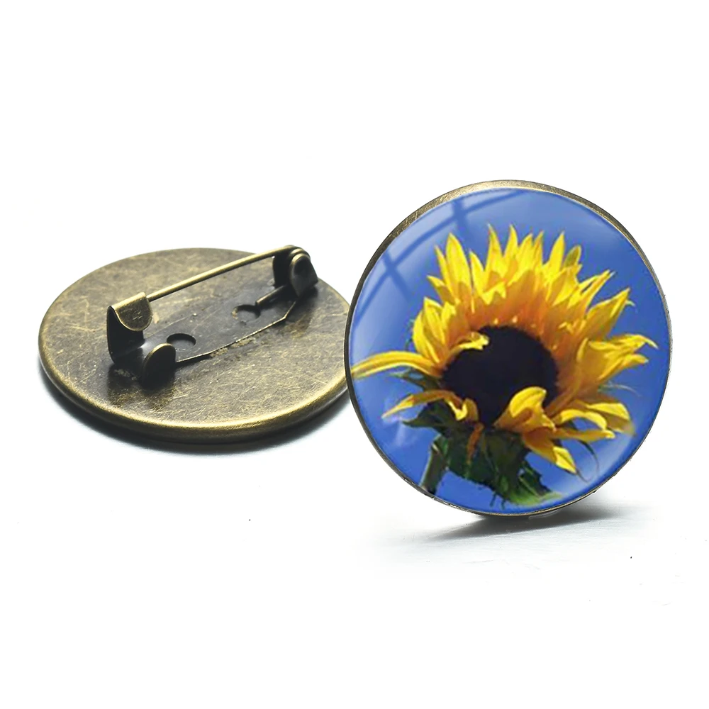 Rainbow Seven Color Flowers Brooch Hope Symbol Sunflower Art Bronze Plated Brooches Women Lucky Dress Handbag Accessories | Украшения и