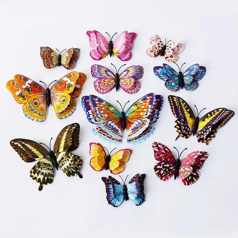 

12Pcs Luminous Butterfly Wall Sticker Living Room Butterflies for Wedding Party Decoration Home 3D Fridge Stickers Wallpaper